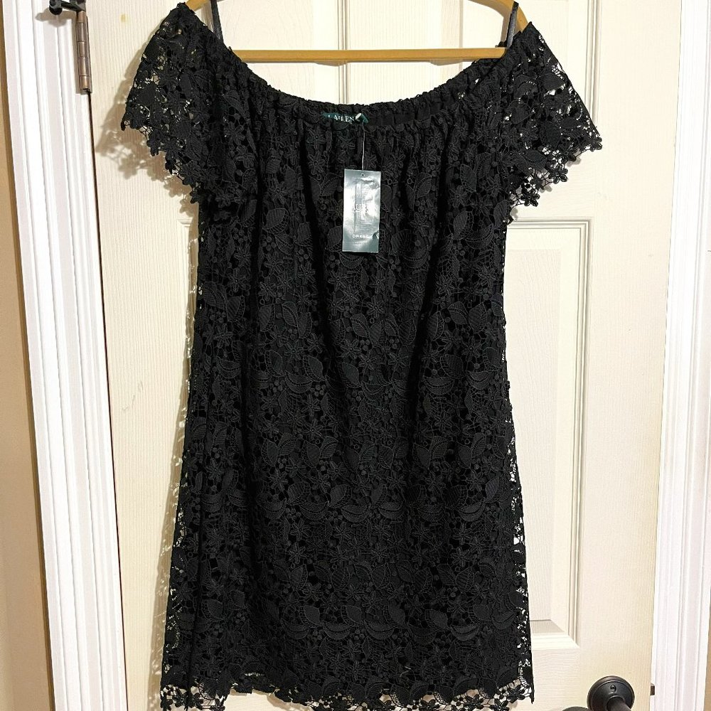 Ralph Lauren Black Lace Dress Sz 8 NWT